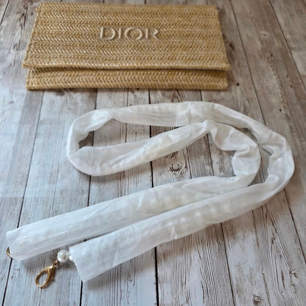Dior Beige Woven Clutch with Pearl Strap NWOT - Picture 9 of 11